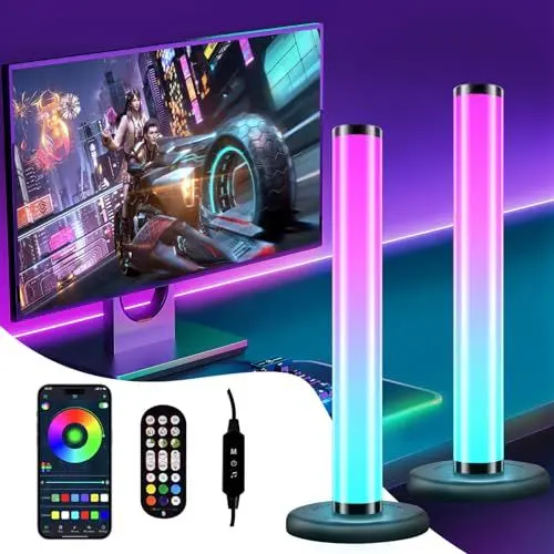 Produktbild: Hafeehoo Gaming LED Lampe RGB Lightbar Beleuchtung Sync Musik Mehrere Farben Licht Deko Ambient für TV PC Computer Zimmer Wohnzimmer (Länge 33,5 cm, 3 Kontrolle APP Fernbedienung Taste)