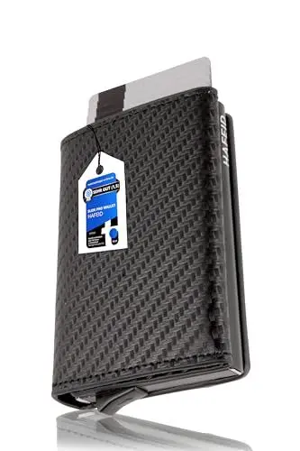 Produktbild: HAFEID Magnet Wallet Slim - Kartenetui RFID Schutz - Portemonnaie Münzfach Scheinfach - Kreditkartenetui Geldbeutel - Geldbörse Damen Herren - Mini Portmonee Carbon