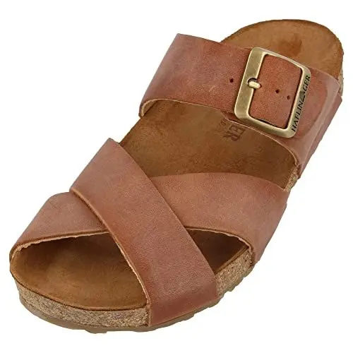 Produktbild: HAFLINGER Bio Animo Leder Pantolette Sandale Korkfußbett Unisex Braun (Kaffeebraun 735), Gr 41