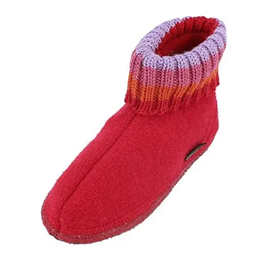 Produktbild: HAFLINGER Hüttenschuh Paul mit Kragen aus reiner Schurwolle Rot (Ziegelrot 85), EU Gr. 25