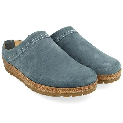 Produktbild: HAFLINGER Malmö Eleganter Clog aus Leder mit Gummisohle und Kork Latex Fußbett (Jeans 1751), Gr. 44