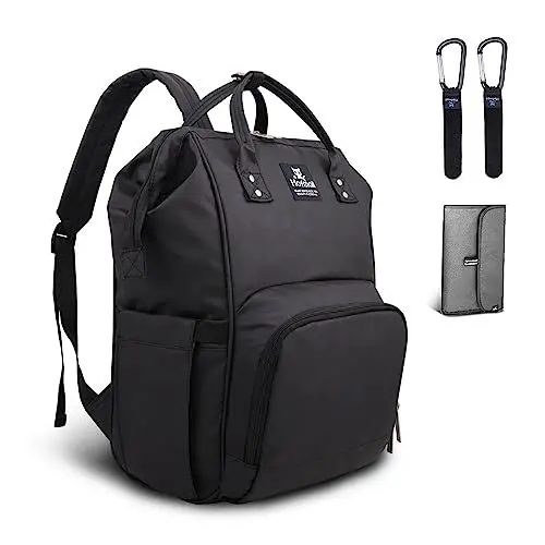 Produktbild: Hafmall Wickeltasche Rucksack mit Wickelunterlage und Kinderwagen Haken, Wasserdichte Baby Wickelrucksack, Stilvolle Große Kapazität Reise Babytasche