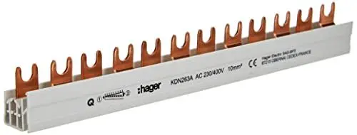 Produktbild: Hager KDN263A Phasenschiene 2P Gabel 10mm² 63A 12M