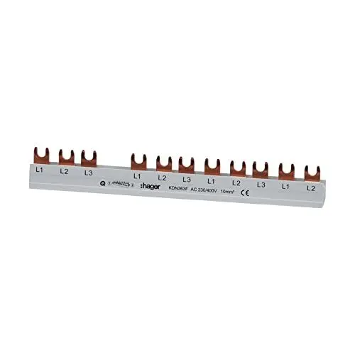 Produktbild: Hager KDN363F Phasensch. 3P+N 63A 10qmm 12 Einh.Gabelanschluss isoliert Grau
