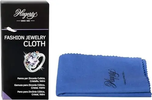 Produktbild: Hagerty Fashion Jewelry Cloth Schmuckputztuch 36 x 30 cm I Imprägniertes Schmucktuch aus 100% Baumwolle I Effizientes Schmuck Poliertuch für Modeschmuck mit Zirkonia Kristallsteine Glassteine