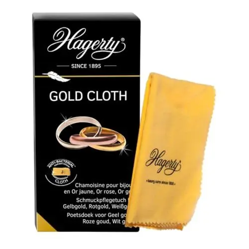 Produktbild: Hagerty Gold Cloth Goldputztuch 36 x 30 cm I Imprägniertes Gold Reinigung Schmucktuch aus Baumwolle für erneuerten Glanz I Effizientes Schmuck Poliertuch für Gelbgold Rotgold Rosegold Weißgold