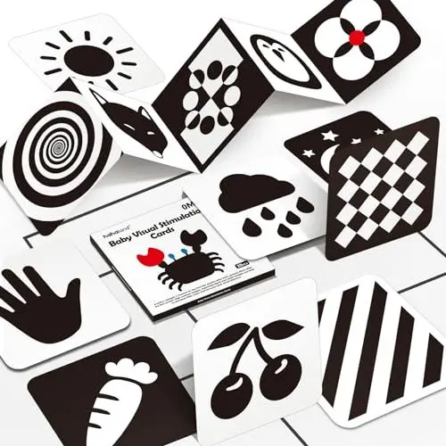 Produktbild: Hahaland Baby Spielzeug 0 6 Monate Kontrastkarten Baby, Kontrastbuch für Neugeborene Babys 0-3-6 Monate Visual Stimulus Lernkarten, Flashcard Kleinkinder Spielzeug Geschenk (20 Stücke)