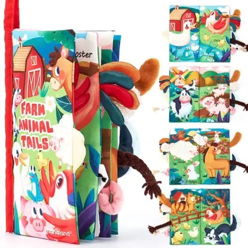 Produktbild: hahaland Baby Spielzeug ab 3 6 Monate Babybuch mit Bauernhof Thema, Sensorisches Stoffbuch, Interaktive Fühlbuch Knisterbuch Babyspielzeug ab 0 3 6 Monate,Quiet Book Geschenk für Neugeborene