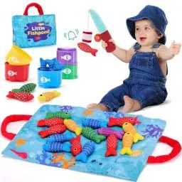 Produktbild: hahaland Spielzeug ab 1 2 Jahr Kinder, Angelspiel Baby Spielzeug Kinderspielzeug für 6 12 Monate, Fische Angeln Spiel,Montessori Spielzeug Lernspiele Motorikspielzeug Kleine Geschenke