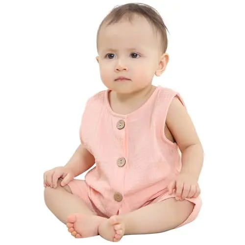 Produktbild: HAHASHOW Baby Body Strampler Unisex 100% Baumwolle Kurzarm Jumpsuit für Jungen und Mädchen, 0-3 Monate, Rosa