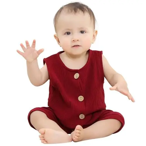 Produktbild: HAHASHOW Baby Body Strampler Unisex 100% Baumwolle Kurzarm Jumpsuit für Jungen und Mädchen, 3-6 Monate, Rot