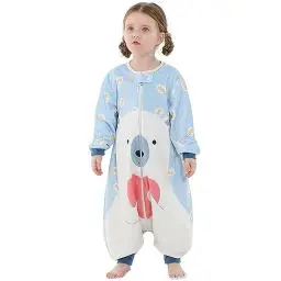 Produktbild: HAHASHOW Baby Schlafsack mit Füßen Schlafsack mit langen Ärmeln Mädchen und Junge Schlafsack mit Beinen 1-3 Jahre Bär