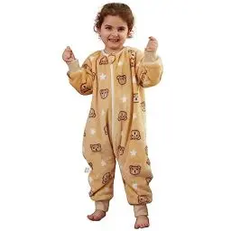 Produktbild: HAHASHOW Baby Winter Schlafsack mit Füßen Flanell Schlafsack mit langen Ärmeln Mädchen und Junge Schlafsack mit Beinen 9-18 Monat Bär