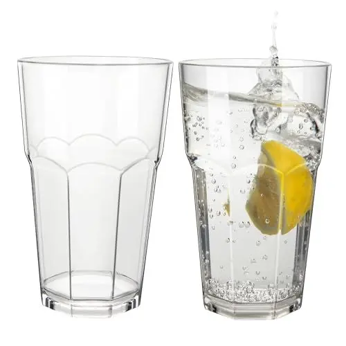 Produktbild: HAHASHOW Unzerbrechlich Biergläser, 340ml Tritan-Kunststoff Weizenbiergläser, Wasserbecher fur Camping Party Home, Saft, Milch, 2er set