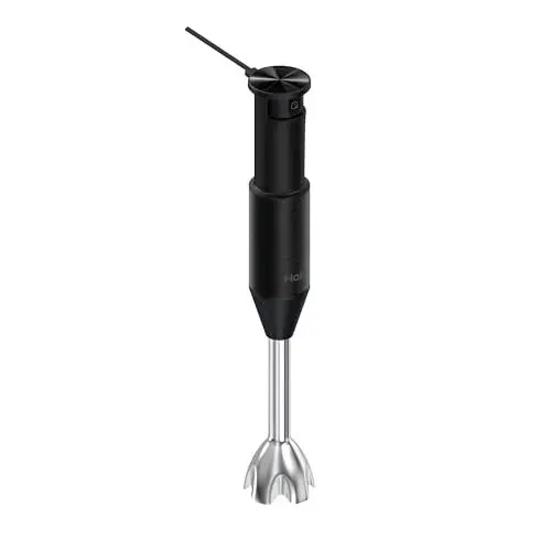 Produktbild: Haier Stabmixer aus Edelstahl + Messbesser I 1000W Pürierstab mit variabler Geschwindigkeit & 3 Klingen I abnehmbarer Fuß I Pulsfunktion I Für Suppen, Babybrei, Smoothies, Püree (Serie 5 - HHB5B2)