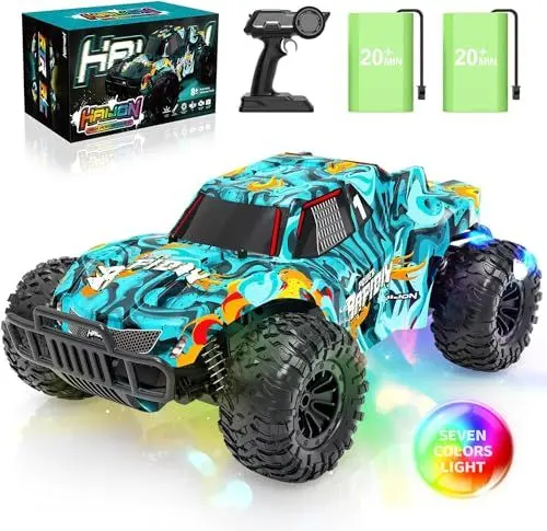 Produktbild: Haijon 1:16 Ferngesteuertes Auto mit Farbige Lichter, 4 LED-Leuchtungmodus, RC Offroad LKW für Kinder, Spielzeugauto für Erwachsene