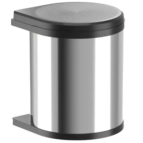 Produktbild: Hailo Abfallsammler Mono 3515031 - Einbau Schwenk Mülleimer aus Edelstahl für Küche - 15 Liter Küchenabfalleimer mit herausnehmbarem Inneneimer - für Drehtüren Schränke ab 40 cm - Schwarz
