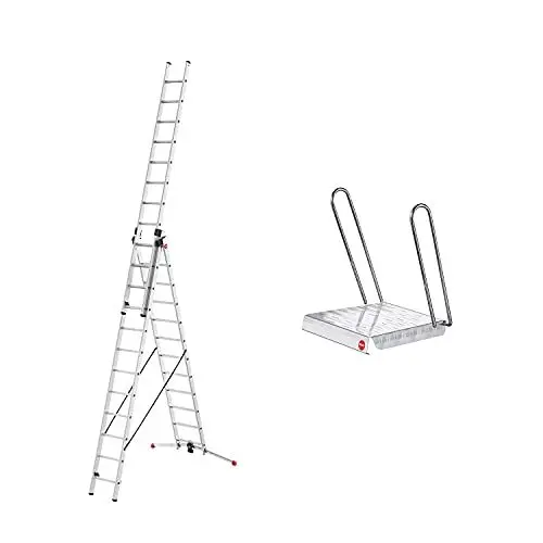 Produktbild: Hailo ProfiLOT, 3-teilige Alu-Kombileiter, 3x12 Sprossen, Lot-System, Transportsicherung, bis 150 kg, Made in Germany, 9312-107