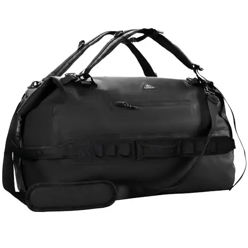 Produktbild: Haimont wasserdichter Rucksack, vielseitig wasserdicht Tasche, Dry Bag komfortabel, RollTop, Strand, Boot, Kanu, Paddel, Kajak, Camping, Angeln, Motorrad, 90L/Schwarz