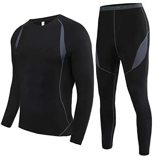 Produktbild: HAINES Thermounterwäsche Herren Winter Skiunterwäsche Warm Funktionsunterwäsche Atmungsaktiv Thermo Unterwäsche für Männer Schwarz,Gr.XL