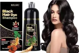 Produktbild: Black Hair Dye Shampoo, Haarfärbeshampoo Schwarz für graues Haar Sofort-Haarfarben-Shampoo, haarfarbe Haarshampoos Schwarz, Hair Color Farbshampoo für Männer und Frauen (500ML) (Schwarz)