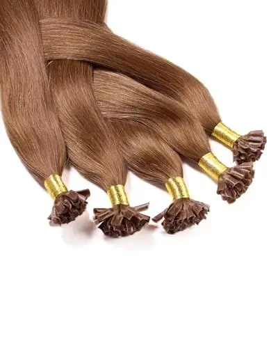 Produktbild: hair2heart Bonding Extensions Echthaar glatt 9/31 Lichtblond Gold Asch - 50 Strähnen 0.5g 30cm, Echthaar Extensions für langanhaltende Haarverlängerung