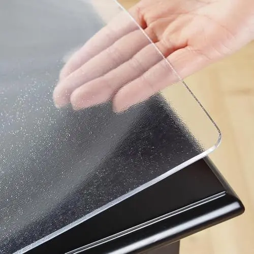 Produktbild: haiyusm PVC Tischfolie Transparent Tischdecke Tischschutzfolie Tischmatte Öl- und wasserabweisend Anti fouling Abwaschbar 1.5mm (Transparent,60cm×60cm)