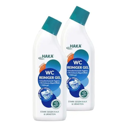 Produktbild: HAKA WC Reiniger Gel Orange, 2x 740 ml, extra stark gegen Kalk, Urin- & Wasserstein, langanhaltende Frische, Toilettenreiniger mit umweltfreundlicher Milchsäure