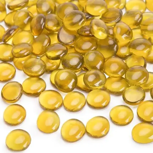 Produktbild: HAKACC 2250g Glasnuggets Gelb, Glassteine Deko Glassteine Bunt, Muggelsteine, Dekosteine Kinder, Spielsteine, Mosaiksteine zum Basteln 1,5-2cm (5LB)