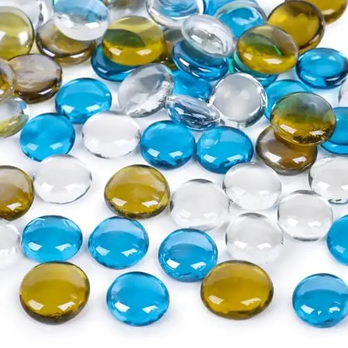 Produktbild: HAKACC 2250g Glassteine Bunt, Muggelsteine, Glassteine Deko Glasnuggets Bunt, Dekosteine Kinder, Spielsteine, Mosaiksteine zum Basteln 1,5-2cm (5LB)