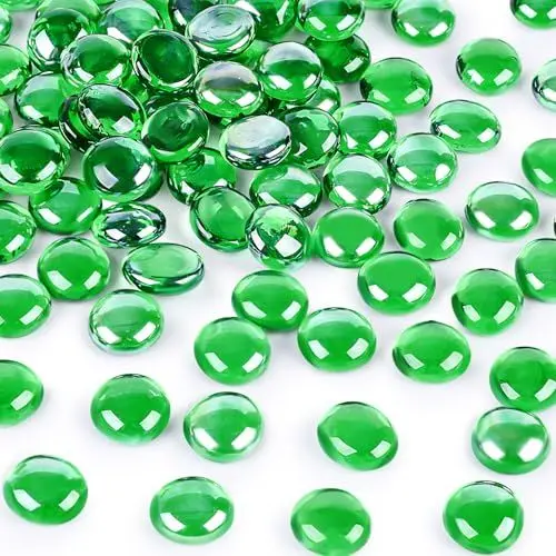 Produktbild: HAKACC 900g Glasnuggets Grün, 1,7-1,9cm Glassteine Deko, Muggelsteine, Dekosteine Kinder, Spielsteine, Mosaiksteine zum Basteln Aquarium-Steine für Aquarien Bastelarbeiten Vasenfüller