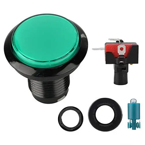 Produktbild: Hakeeta 1 Stück Spielautomatentaste, 40MM Taste Runder großer konvexer für Spiele DIY Kit, 5 Farboptionen(Grün)