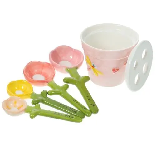 Produktbild: HAKIDZEL Messlöffel in Blumenform Keramik-backlöffel Mit Halter Sockel Für Küche Cafés