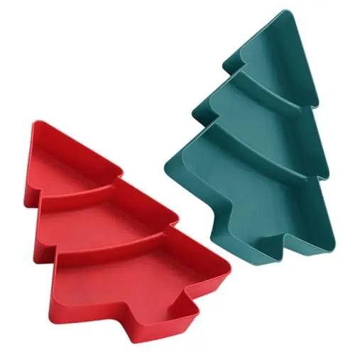 Produktbild: HAKIDZEL 2St snackteller weihnachten gebäckschale Weihnachtsbaumtablett Weihnachtsteller aus Kunststoff Behälter für Weihnachtsleckereien Cupcake-Pfanne Präsentationstablett für Nüsse