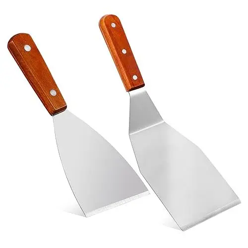 Produktbild: HAKIDZEL 2er Satz Grillspatel Aus Edelstahl Multifunktions-pfannenwender Mit Holzgriff Für Küche Und Grill