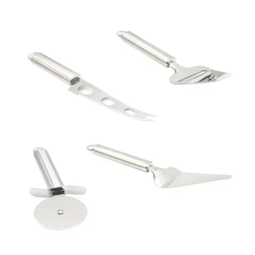 Produktbild: HAKIDZEL 4-Teiliges Set Pizza-Werkzeuge Allesschneider Kuchen Küchenhelfer Slicer-Pizza küchengadget küche gadget Pizzaspatel Pizzaschneider aus Edelstahl Käse einstellen Pizza-Spatel