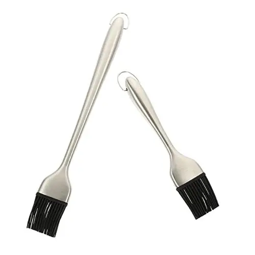 Produktbild: HAKIDZEL 2-teiliger Grillpinsel Aus Silikon Und Edelstahl Ölpinsel Für Backen Und Grillen Praktisches Küchenutensil Für Zuhause Und Außenbereich