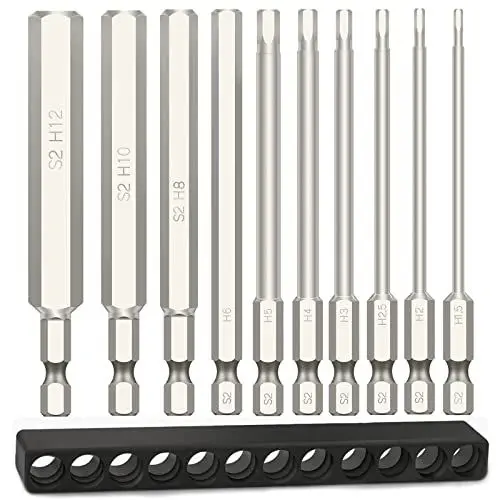 Produktbild: Hakkin 10 Stück 100 mm Sechskant Bit Set Lange Hex Bitsatz für Akkuschrauber,1/4