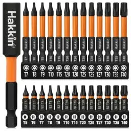 Produktbild: Hakkin 27 Stück Torx Schlagschrauber Bits Set T5-T40 25 mm+60 mm Lang 1/4