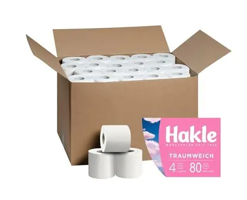Produktbild: Hakle Traumweich Toilettenpapier – 80 Rollen, Sanfte Reinigung für Wohlbefinden