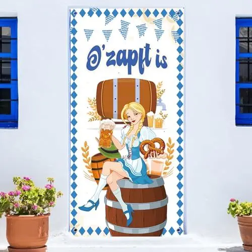 Produktbild: HAKOTOM Oktoberfest Türabdeckung O'zapft is Banner 190x90cm Bayrische Partysbanner Bayern Tür Deko Bavaria Party Deko Wiesn Dekoration Innen Draußen für Hause Bierzelten Biergarten Bar