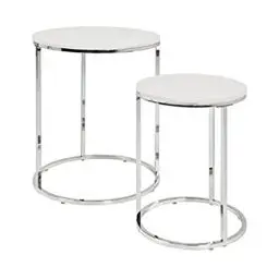 Produktbild: HAKU Möbel Beistelltisch 2er Set, MDF, chrom-weiß, Ø 30 x H 40 cm / Ø 40 x H 50 cm