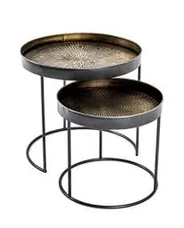 Produktbild: HAKU Möbel Beistelltisch 2er Set Kupfer, schwarz, Metall - Maße: H 38/48 cm x Ø 41/51 cm, Style: Urban Collective