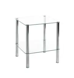 Produktbild: HAKU Möbel Beistelltisch Chrom, Metall, Sicherheitsglas - Maße: B 39 cm x H 47 cm x T 39 cm, Style: Modern