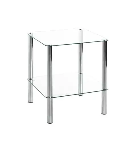 Produktbild: HAKU Möbel Beistelltisch Chrom, Metall, Sicherheitsglas - Maße: B 39 cm x H 47 cm x T 39 cm, Style: Modern