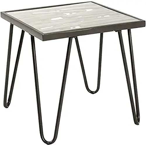 Produktbild: HAKU Möbel Beistelltisch anthrazit, Natur, Massivholz, Metall, Sicherheitsglas - Maße: B 50 cm x H 50 cm x T 50 cm, Style: Art Deco