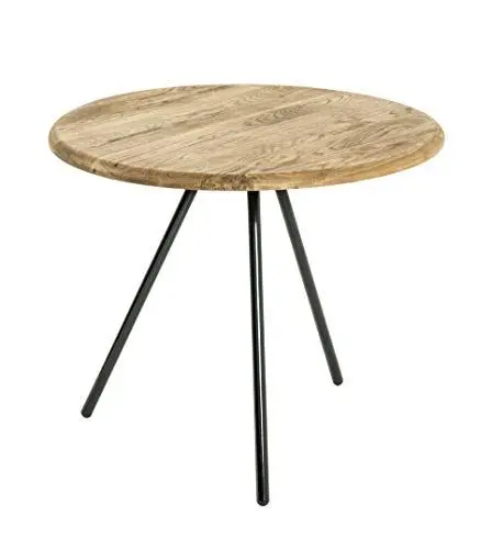 Produktbild: HAKU Möbel Beistelltisch Eiche, schwarz, Massivholz, Metall - Maße: H 43 cm x Ø 50 cm, Style: Traditional