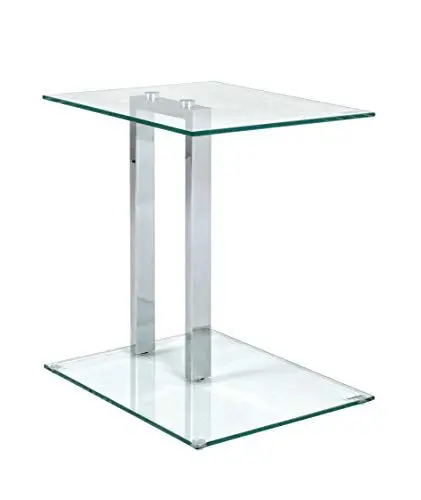 Produktbild: HAKU Möbel Beistelltisch Chrom, Metall, Sicherheitsglas 8 mm - Maße: B 45 cm x H 50 cm x T 35 cm, Style: Modern