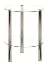 Produktbild: HAKU Möbel Beistelltisch Chrom, Metall, Sicherheitsglas - Maße: H 47 cm x Ø 35 cm, Style: Modern