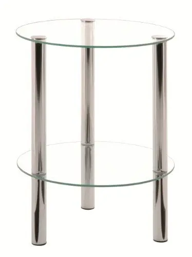 Produktbild: HAKU Möbel Beistelltisch Chrom, Metall, Sicherheitsglas - Maße: H 47 cm x Ø 35 cm, Style: Modern
